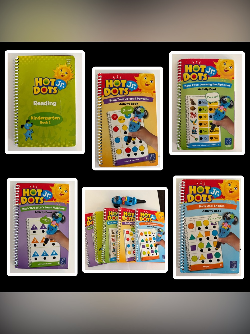 Hot Dots Jr. Interactive Activity Books (Set of 5) + Ace Pen